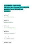 OPEN WATER DIVER QUIZ 2&NewLine;CERTIFICATION EVALUATION QUESTIONS&NewLine;AND SOLUTIONS VERIFIED PASS&NewLine;RESOURCE&NewLine;
