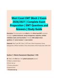 West Coast EMT Block 2 Exam &NewLine;2026&sol;2027 &vert; Complete Exam &NewLine;Preparation &vert; EMT Questions and &NewLine;Answers &vert; Study Guide 