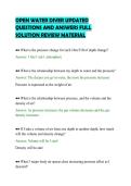 OPEN WATER DIVER UPDATED&NewLine;QUESTIONS AND ANSWERS FULL&NewLine;SOLUTION REVIEW MATERIAL&NewLine;