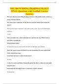 NSG 304 NURSING PHARMACOLOGY&NewLine;FINAL Questions with Verified Correct&NewLine;Answers