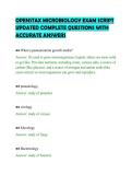 OPENSTAX MICROBIOLOGY EXAM SCRIPT&NewLine;UPDATED COMPLETE QUESTIONS WITH&NewLine;ACCURATE ANSWERS&NewLine;