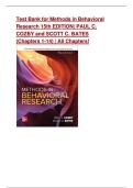Test Bank for Methods in Behavioral Research 15th Edition by Paul C&period; Cozby and Scott C&period; Bates &vert; Comprehensive Behavioral Research Exam Prep &vert; All Chapters Complete &vert; Questions and Answers