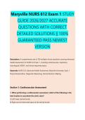 Maryville NURS 612 Exam 1 STUDY &NewLine;GUIDE 2026&sol;2027 ACCURATE &NewLine;QUESTIONS WITH CORRECT &NewLine;DETAILED SOLUTIONS &vert;&vert; 100&percnt; &NewLine;GUARANTEED PASS NEWEST &NewLine;VERSION 