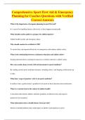 Comprehensive Sport First Aid & Emergency&NewLine;Planning for Coaches Questions with Verified&NewLine;Correct Answers