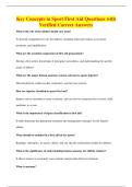 Key Concepts in Sport First Aid Questions with&NewLine;Verified Correct Answers