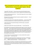 Sports Management Final Exam with all Correct & 100&percnt; Verified Answers &vert;Actual Complete Update &vert;Already Graded A&plus;