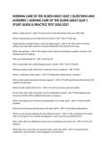 NURSING CARE OF THE OLDER ADULT QUIZ 1 QUESTIONS AND ANSWERS &vert; NURSING CARE OF THE OLDER ADULT QUIZ 1 STUDY GUIDE & PRACTICE TEST 2026&sol;2027