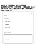 MODULE 2 CARE OF OLDER ADULT QUESTIONS AND ANSWERS &vert; MODULE 2 CARE OF OLDER ADULT STUDY GUIDE & PRACTICE TEST 2026&sol;2027