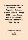 Comprehensive Sociology of Gender&comma; Family&comma; Education&comma; Religion&comma; Politics & Social Change 2026 &vert; Study Guide&comma; Practice Questions&comma; Answers&comma; Rationales & Exam Review