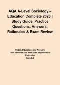 AQA A-Level Sociology &ndash; Education Complete 2026 &vert; Study Guide&comma; Practice Questions&comma; Answers&comma; Rationales & Exam Review&NewLine;&NewLine;