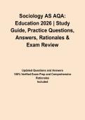 Sociology AS AQA&colon; Education 2026 &vert; Study Guide&comma; Practice Questions&comma; Answers&comma; Rationales & Exam Review
