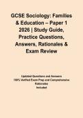 GCSE Sociology&colon; Families & Education &ndash; Paper 1 2026 &vert; Study Guide&comma; Practice Questions&comma; Answers&comma; Rationales & Exam Review&NewLine;&NewLine;