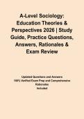 A-Level Sociology&colon; Education Theories & Perspectives 2026 &vert; Study Guide&comma; Practice Questions&comma; Answers&comma; Rationales & Exam Review&NewLine;&NewLine;