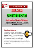 NU 578 Unit 5 Exam &lpar;2026&sol;2027&rpar; &vert; Advanced Nursing &vert; University of South Alabama &ndash; Actual Questions & Answers with Rationales &lpar;100&percnt; Verified&rpar;