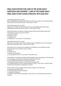 FINAL EXAM REVIEW FOR CARE OF THE OLDER ADULT QUESTIONS AND ANSWERS &vert; CARE OF THE OLDER ADULT FINAL EXAM STUDY GUIDE & PRACTICE TEST 2026&sol;2027&NewLine;&NewLine;