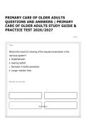PRIMARY CARE OF OLDER ADULTS QUESTIONS AND ANSWERS &vert; PRIMARY CARE OF OLDER ADULTS STUDY GUIDE & PRACTICE TEST 2026&sol;2027