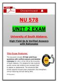 NU 578 Unit 2 Exam &lpar;2026&sol;2027&rpar; &vert; Advanced Nursing &vert; University of South Alabama &ndash; Actual Questions & Answers with Rationales &lpar;100&percnt; Verified&rpar;