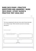 NURS 3632 EXAM 1 PRACTICE QUESTIONS AND ANSWERS &vert; NURS 3632 EXAM 1 STUDY GUIDE & PRACTICE TEST 2026&sol;2027