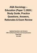 AQA Sociology &ndash; Education &lpar;Paper 1&rpar; 2026 &vert; Study Guide&comma; Practice Questions&comma; Answers&comma; Rationales & Exam Review&NewLine;&NewLine;