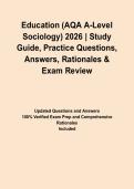 Education &lpar;AQA A-Level Sociology&rpar; 2026 &vert; Study Guide&comma; Practice Questions&comma; Answers&comma; Rationales & Exam Review