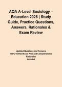 AQA A-Level Sociology &ndash; Education 2026 &vert; Study Guide&comma; Practice Questions&comma; Answers&comma; Rationales & Exam Review&NewLine;&NewLine;