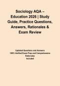 Sociology AQA &ndash; Education 2026 &vert; Study Guide&comma; Practice Questions&comma; Answers&comma; Rationales & Exam Review