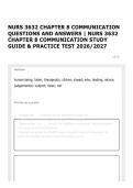 NURS 3632 CHAPTER 8 COMMUNICATION QUESTIONS AND ANSWERS &vert; NURS 3632 CHAPTER 8 COMMUNICATION STUDY GUIDE & PRACTICE TEST 2026&sol;2027