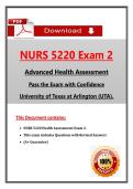 NURS 5220 Exam 2 &ndash; Advanced Health Assessment &ndash; &lpar;2026&sol;2027&rpar; Actual Questions & Answers &lpar;University of Texas at Arlington&rpar;
