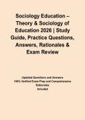 Sociology Education &ndash; Theory & Sociology of Education 2026 &vert; Study Guide&comma; Practice Questions&comma; Answers&comma; Rationales & Exam Review