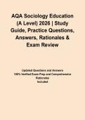 AQA Sociology Education &lpar;A Level&rpar; 2026 &vert; Study Guide&comma; Practice Questions&comma; Answers&comma; Rationales & Exam Review