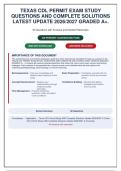 Texas CDL Permit Exam Study Practice Questions with Correct Answers&comma; Detailed Rationales&comma; Why Wrong Explanations & References &lpar; updated &rpar; 2026&sol;2027&NewLine;