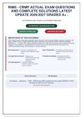RIMS CRMP Actual Exam Questions and Complete Solutions Latest Update 2026&sol;2027 Graded A&plus; &vert; Questions with Detailed Rationales&comma; Why the Other Answers Are Wrong & References&NewLine;