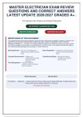 Master Electrician Exam Review Questions and Correct Answers Latest Update 2026&sol;2027 Graded A&plus; &vert; Questions with Detailed Rationales GRADED A&plus;&NewLine;