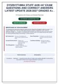 Dysrhythmia Stuff AHN 447 Exam Questions and Correct Answers Latest Update 2026&sol;2027 Graded A&plus; &vert;  Questions with Detailed Rationales & Why the Other Answers Are Wrong&NewLine;