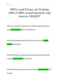 HIPAA And Privacy Act Training&NewLine;&lpar;DHA-US001&rpar; Actual Questions And&NewLine;Answers 2026&vert;2027