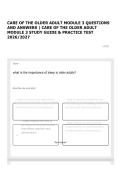 CARE OF THE OLDER ADULT MODULE 3 QUESTIONS AND ANSWERS &vert; CARE OF THE OLDER ADULT MODULE 3 STUDY GUIDE & PRACTICE TEST 2026&sol;2027