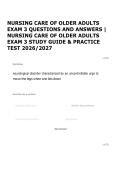 CARE OF OLDER ADULTS PACKAGE DEAL QUESTIONS AND ANSWERS &vert; CARE OF OLDER ADULTS COMPLETE STUDY GUIDE & PRACTICE TEST 2026&sol;2027