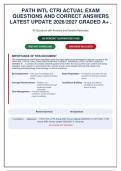 PATH INTL CTRI ACTUAL EXAM QUESTIONS AND CORRECT ANSWERS LATEST UPDATE 2026&sol;2027 GRADED A&plus;  &NewLine;