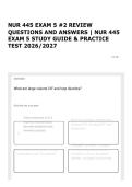 NUR 445 EXAM 5 &num;2 REVIEW QUESTIONS AND ANSWERS &vert; NUR 445 EXAM 5 STUDY GUIDE & PRACTICE TEST 2026&sol;2027
