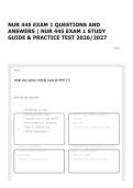 &NewLine;NUR 445 EXAM 1 QUESTIONS AND ANSWERS &vert; NUR 445 EXAM 1 STUDY GUIDE & PRACTICE TEST 2026&sol;2027&NewLine;