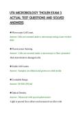 UTA MICROBIOLOGY THOLEN EXAM 3&NewLine;ACTUAL TEST QUESTIONS AND SOLVED&NewLine;ANSWERS&NewLine;