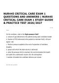 NUR445 CRITICAL CARE EXAM 1 QUESTIONS AND ANSWERS &vert; NUR445 CRITICAL CARE EXAM 1 STUDY GUIDE & PRACTICE TEST 2026&sol;2027