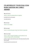 UTA MICROBIOLOGY THOLEN EXAM 4 EXAM&NewLine;REVIEW QUESTIONS AND CORRECT&NewLine;ANSWERS&NewLine;
