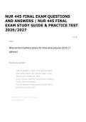 NUR 445 FINAL EXAM QUESTIONS AND ANSWERS &vert; NUR 445 FINAL EXAM STUDY GUIDE & PRACTICE TEST 2026&sol;2027