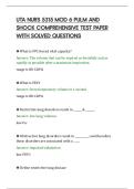 UTA NURS 5315 MOD 6 PULM AND&NewLine;SHOCK COMPREHENSIVE TEST PAPER&NewLine;WITH SOLVED QUESTIONS