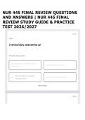 NUR 445 FINAL REVIEW QUESTIONS AND ANSWERS &vert; NUR 445 FINAL REVIEW STUDY GUIDE & PRACTICE TEST 2026&sol;2027