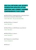 WGU D315 NETWORK AND SECURITY&NewLine;FOUNDATION UPDATED ACTUAL&NewLine;QUESTIONS AND CORRECT ANSWERS&NewLine;COMPREHENSIVE STUDY GUIDE