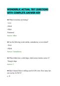 WONDERLIC ACTUAL TEST QUESTIONS&NewLine;WITH COMPLETE ANSWER KEY