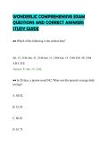 WONDERLIC COMPREHENSIVE EXAM&NewLine;QUESTIONS AND CORRECT ANSWERS&NewLine;STUDY GUIDE
