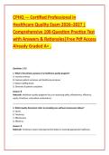 CPHQ &mdash; Certified Professional in &NewLine;Healthcare Quality Exam 2026&ndash;2027 &vert; &NewLine;Comprehensive 100-Question Practice Test &NewLine;with Answers & Rationales&vert;Free Pdf Access &NewLine;Already Graded A&plus; &period; 